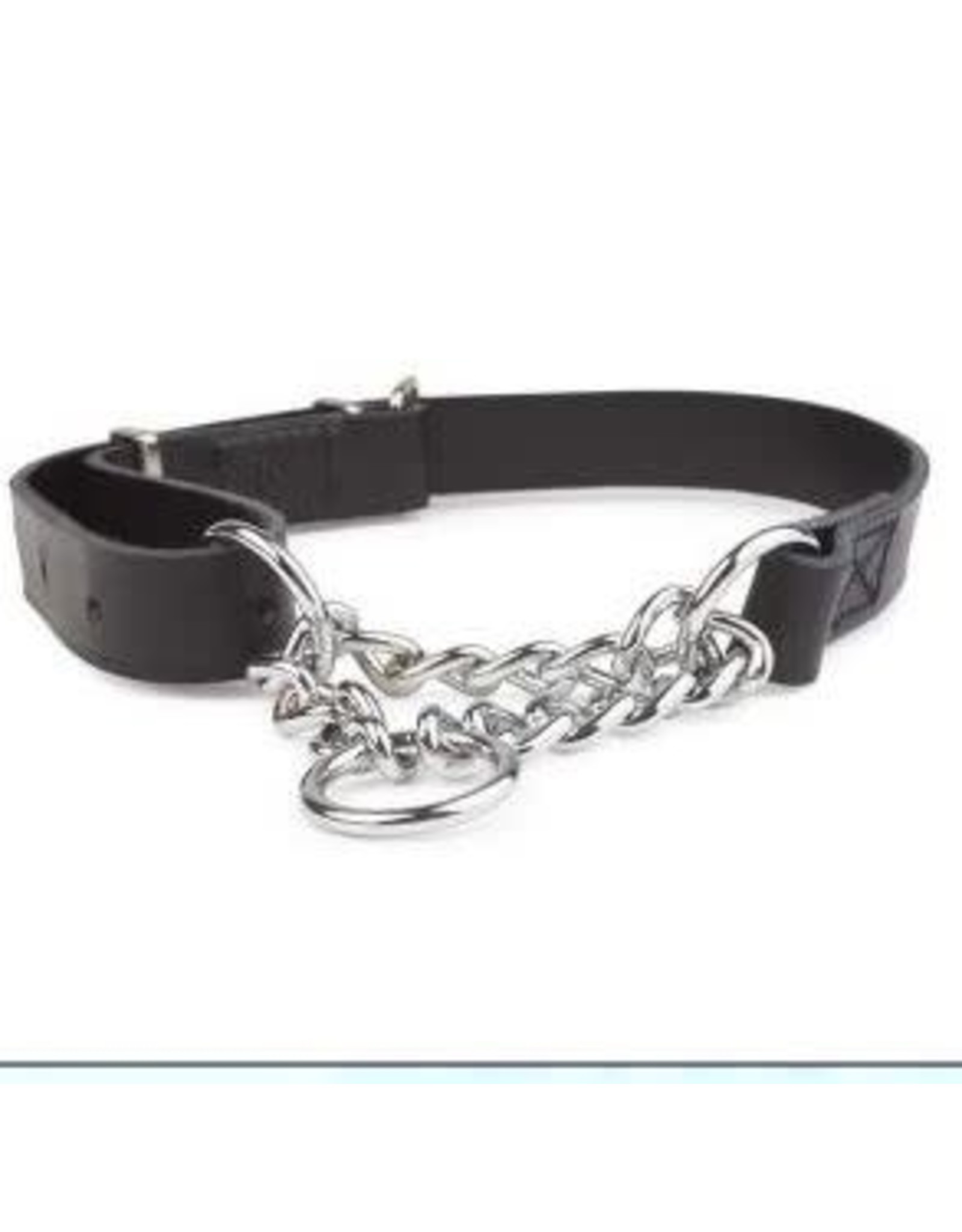 Ancol Ancol Leather Half Check  Collar Black 45-60cm