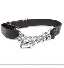 Ancol Ancol Leather Half Check  Collar Black 45-60cm