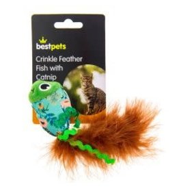 BestPets BP Crinkle Feather Fish With Catnip