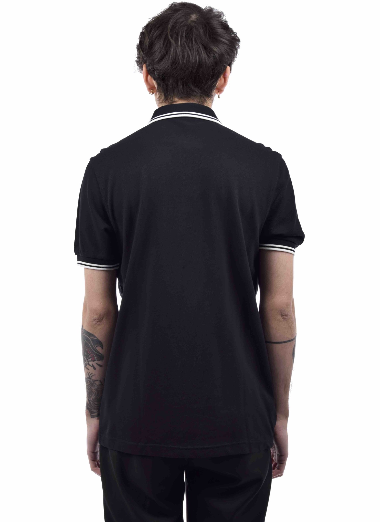 Fred Perry M3600 Twin Tipped Shirt Black & White | HALO - HALO