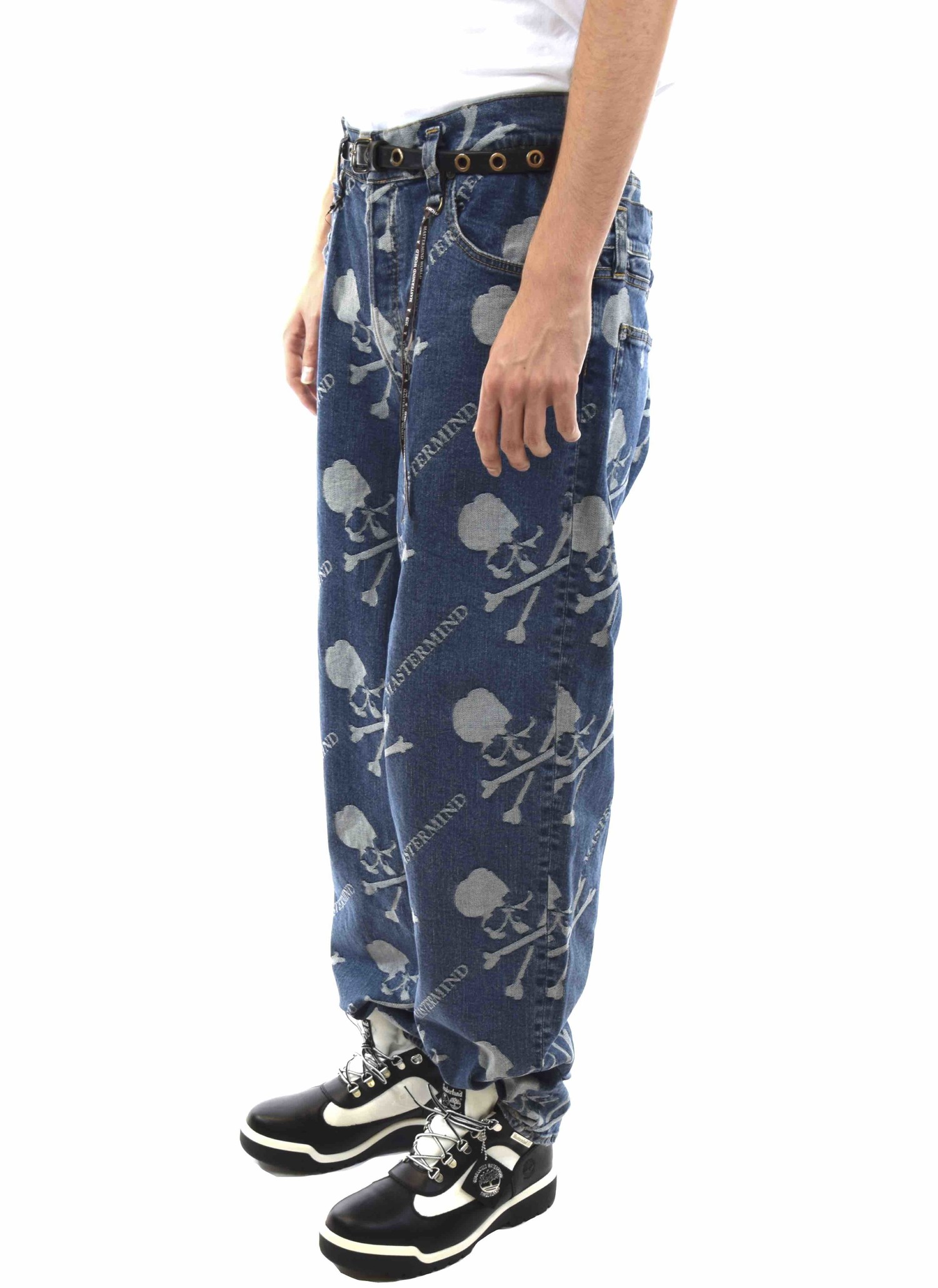 mastermind WORLD Monogram Denim Jeans Pants Blue