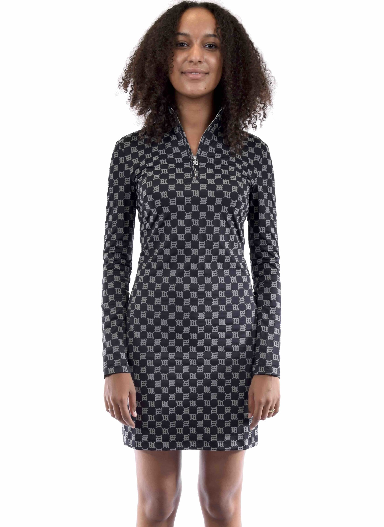 MISBHV monogram-print Fitted Dress - Black