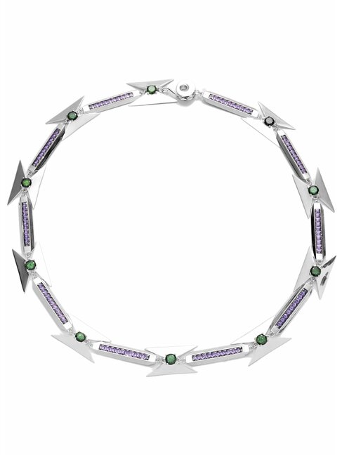 Sankuanz Copper Plated 18K Silver Necklace with Gemstones in Purple