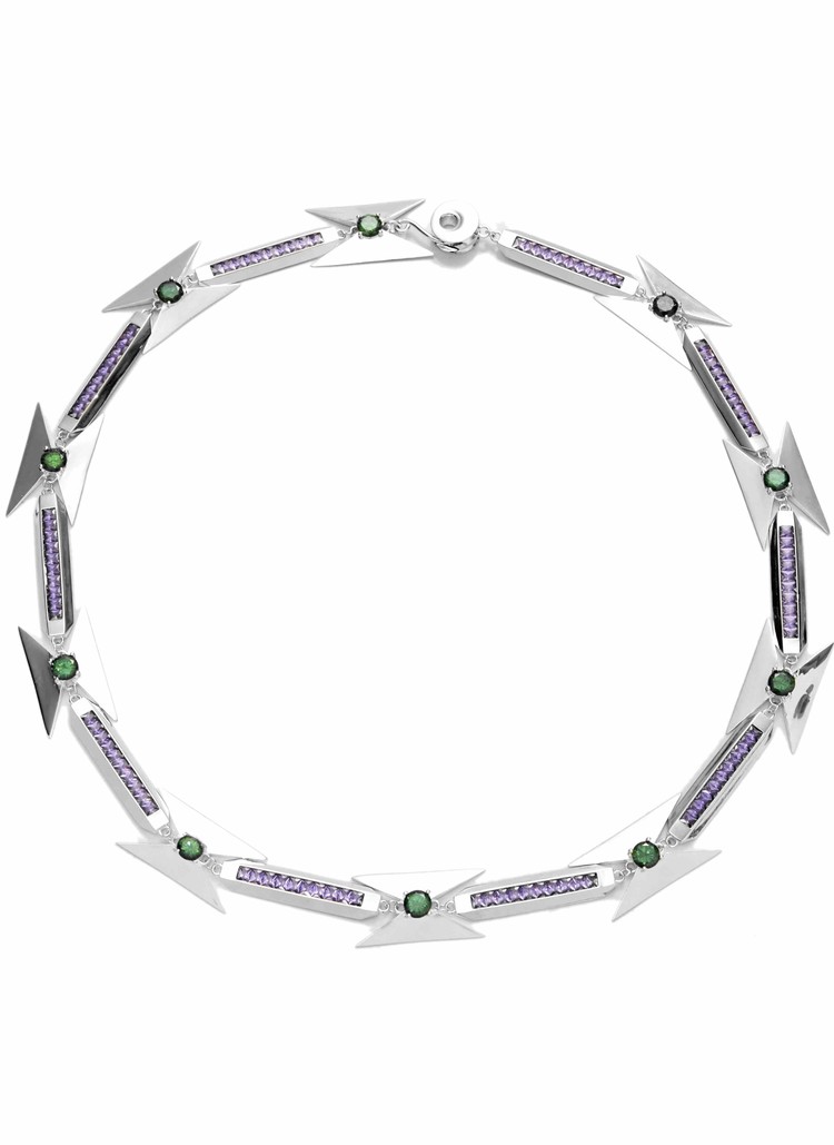 Sankuanz Copper Plated 18K Silver Necklace with Gemstones in Purple