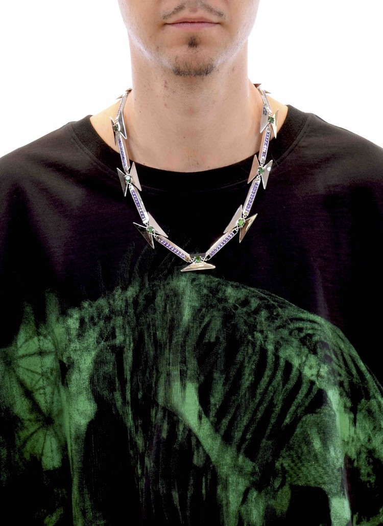 Sankuanz Copper Plated 18K Silver Necklace with Gemstones in Purple