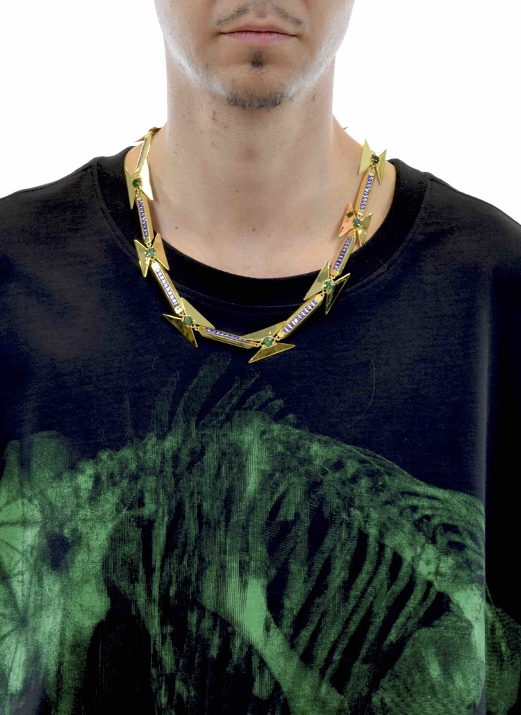 Sankuanz Copper Plated 18K Gold Necklace with Gemstones in Purple