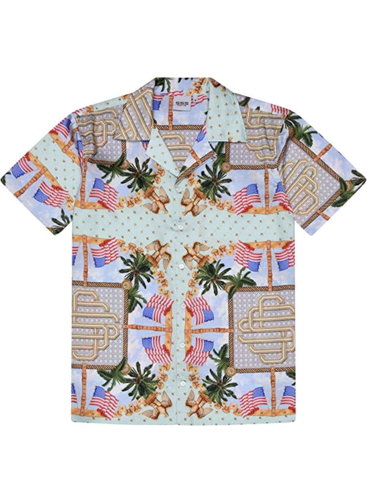 SSS World Corp Woven Foulard Hawaiian Shirt Green