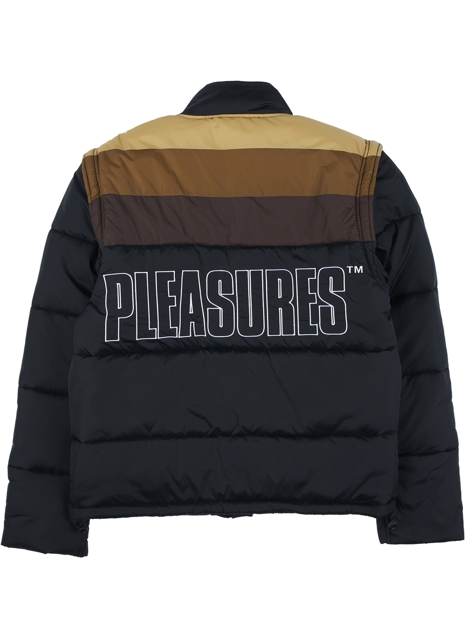 Pleasures Call Me Convertible Puffer Jacket Black & Brown - HALO