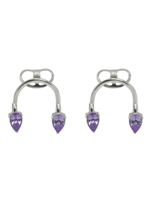 Sankuanz Double-stone Silver Earring Purple