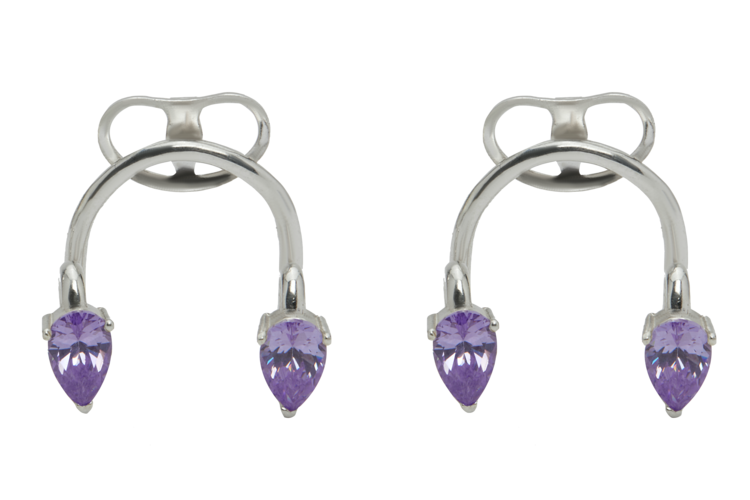 Sankuanz Double-stone Silver Earring Purple