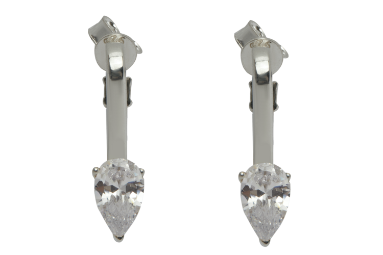 Sankuanz Single-stone Silver Earring Transparent