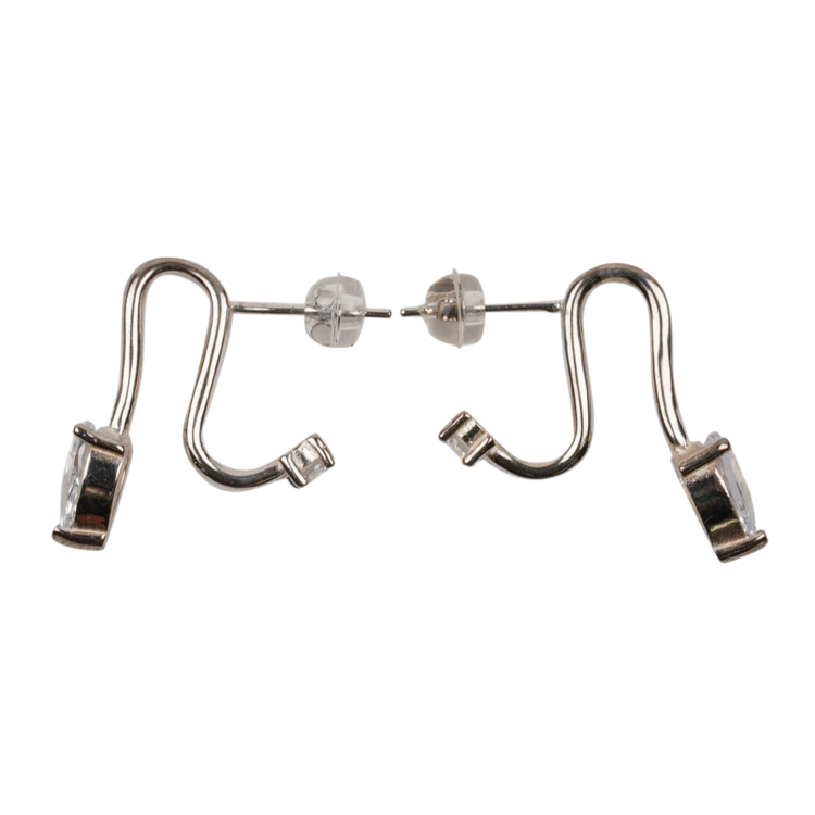 Sankuanz Single-stone Silver Earring Transparent