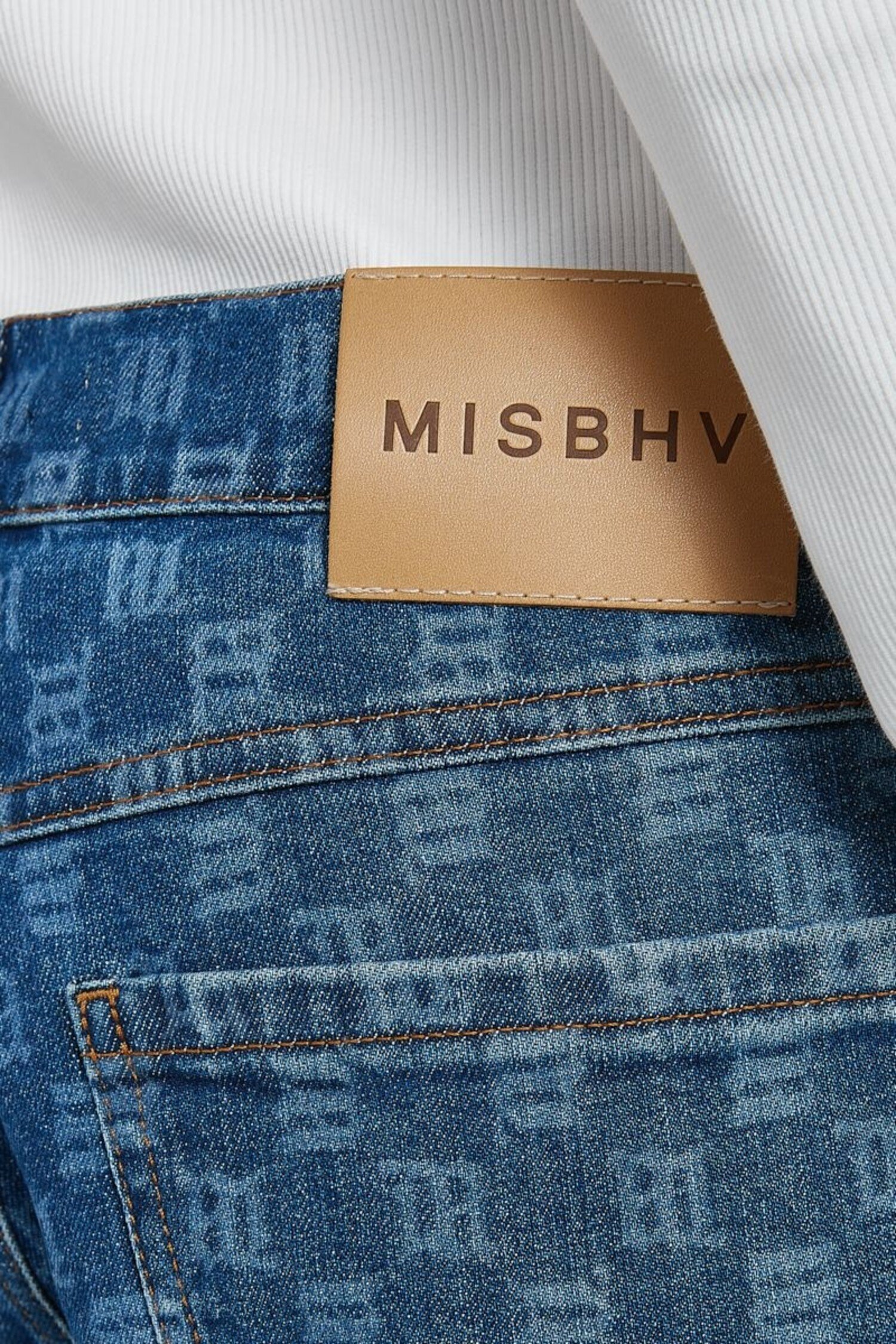 MISBHV Monogram Denim High Waisted Trousers Denim Blue