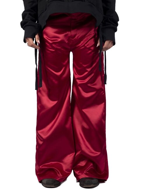 FINE CHAOS Bootcut Satin Trousers 'Bordeaux'