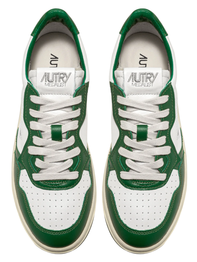 AUTRY Medalist Leather Low Sneakers 'White/Green'
