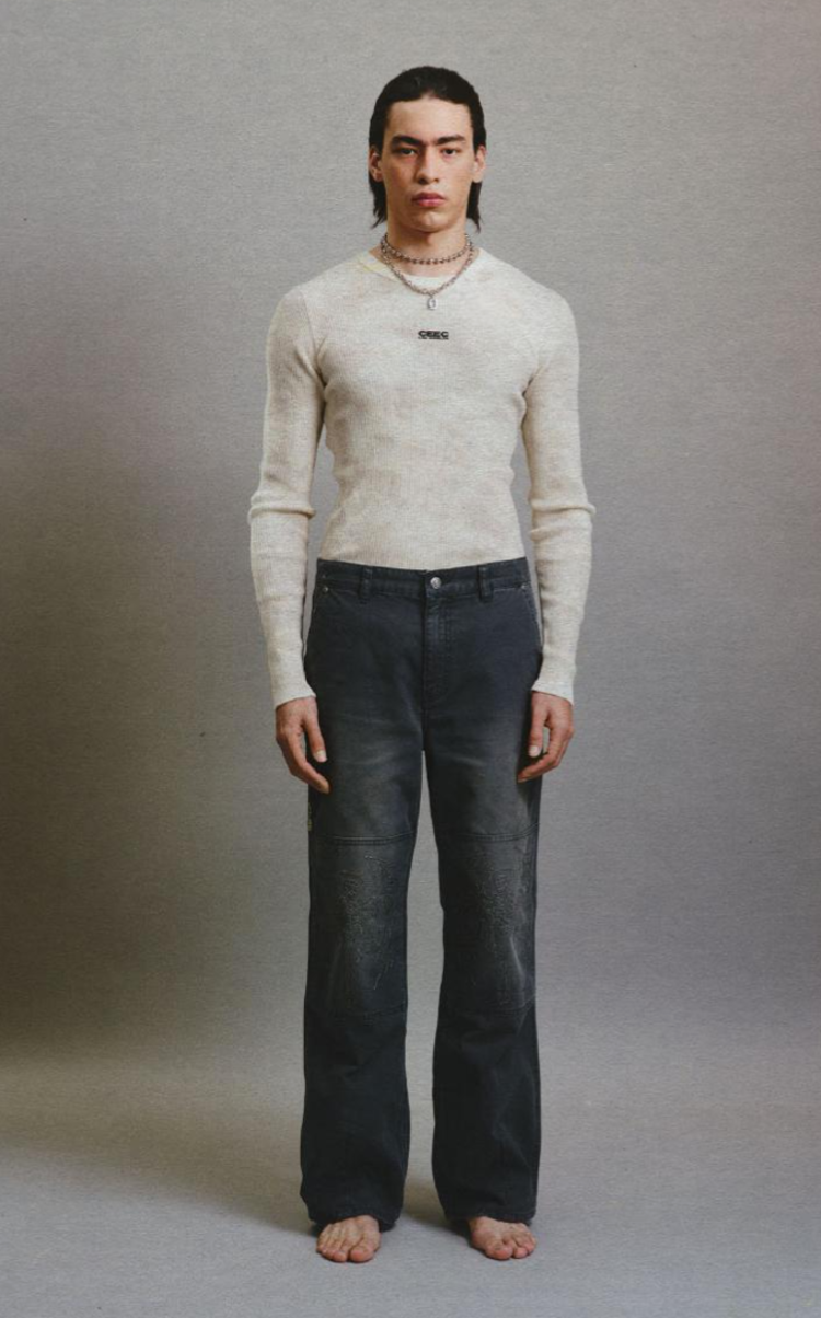 CEEC LA Double Knee Embroidered Cargo Pants 'Dark Grey'