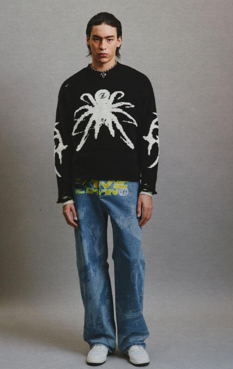 CEEC LA Laser Pattern Denim Jeans 'Blue'