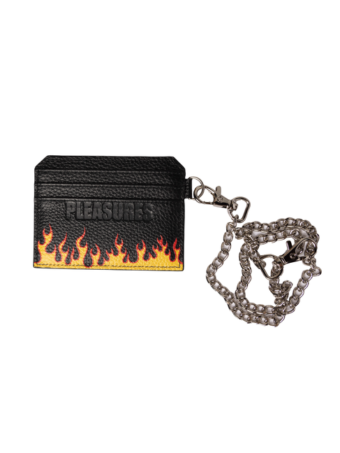 Pleasures Card Holder w/ Chain 'Black Leather'
