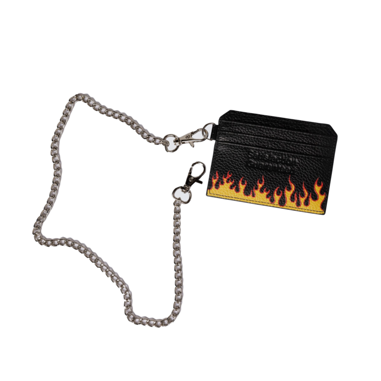 Pleasures Card Holder w/ Chain 'Black Leather'
