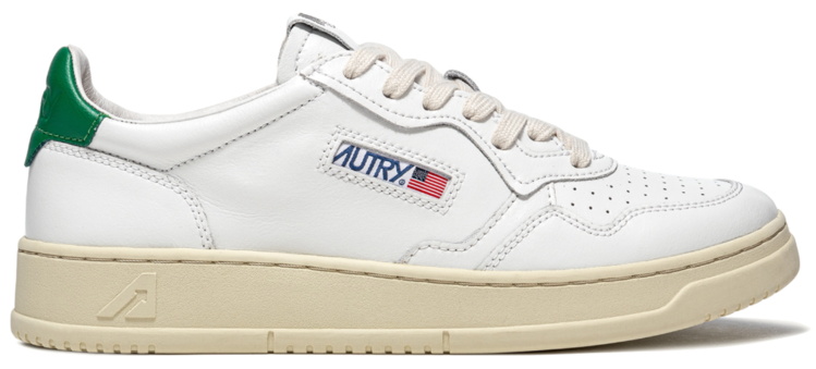 AUTRY Medalist Leather Low Sneakers 'White/White/Green' (Women's)
