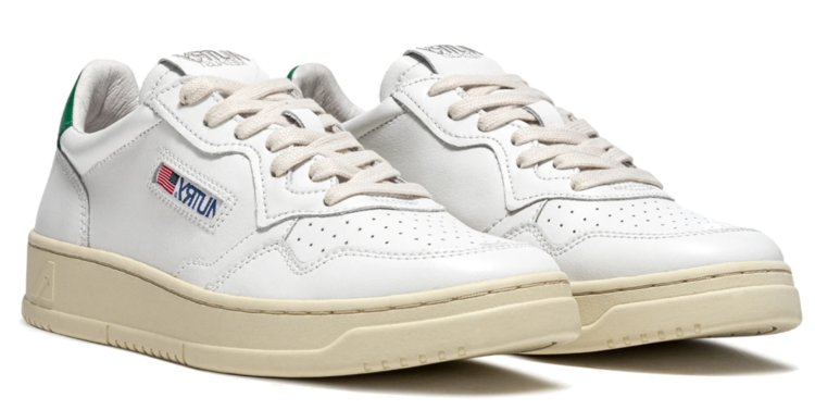 AUTRY Medalist Leather Low Sneakers 'White/White/Green' (Women's)