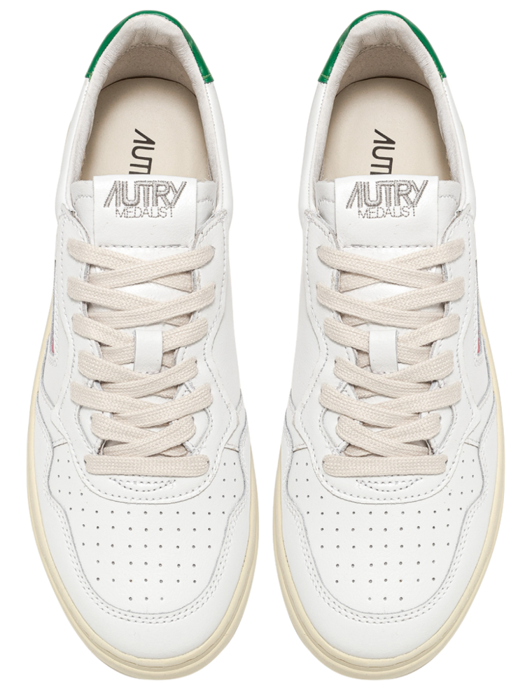 AUTRY Medalist Leather Low Sneakers 'White/White/Green' (Women's)