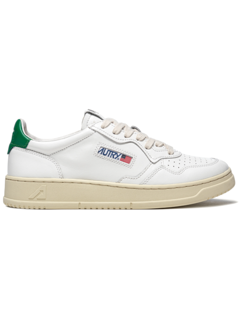 AUTRY Medalist Leather Low Sneakers 'White/White/Green'