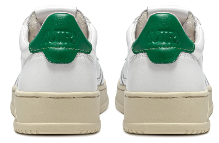 AUTRY Medalist Leather Low Sneakers 'White/White/Green'