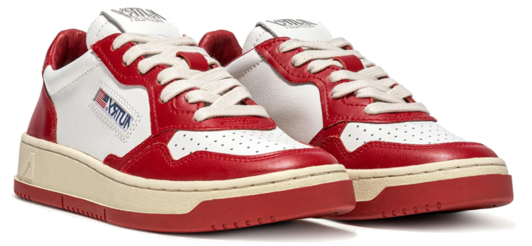 AUTRY Medalist Leather Low Sneakers 'White/Red'