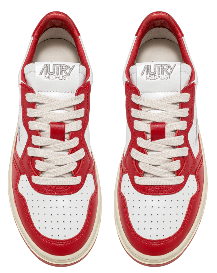 AUTRY Medalist Leather Low Sneakers 'White/Red'