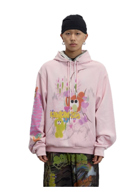 Sankuanz Bumpy Graffiti Hoodie 'Pink'