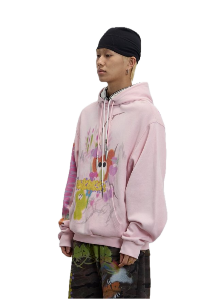 Sankuanz Bumpy Graffiti Hoodie 'Pink'