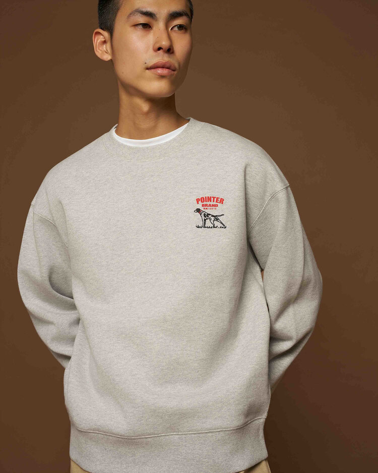 Pointer Brand Chest Logo Crewneck 'Grey Marl Garment Washed'