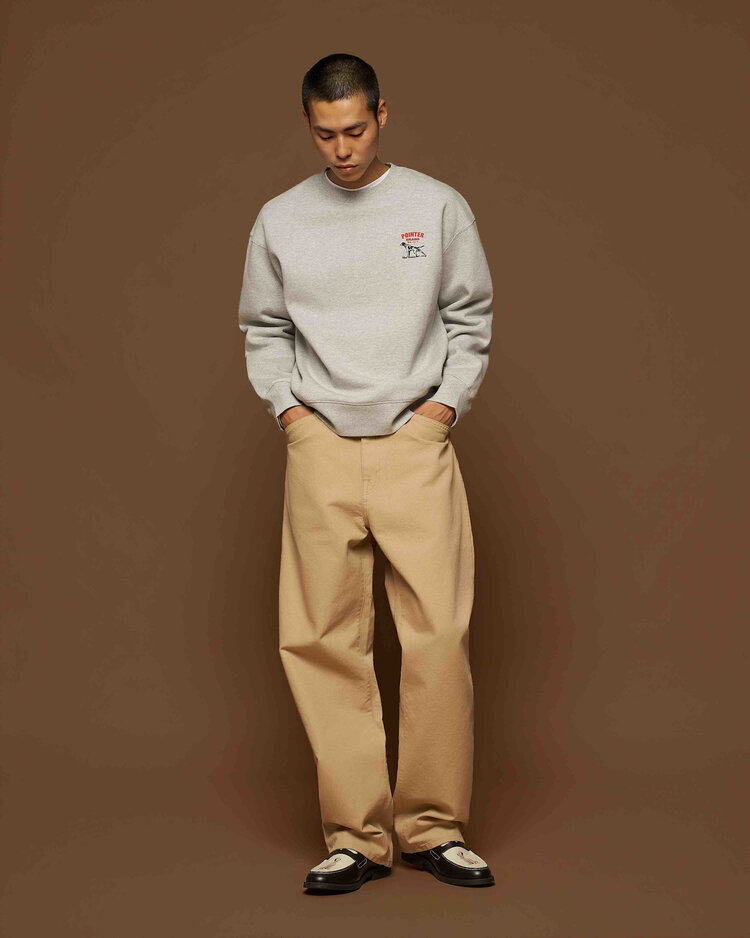 Pointer Brand Chest Logo Crewneck 'Grey Marl Garment Washed'