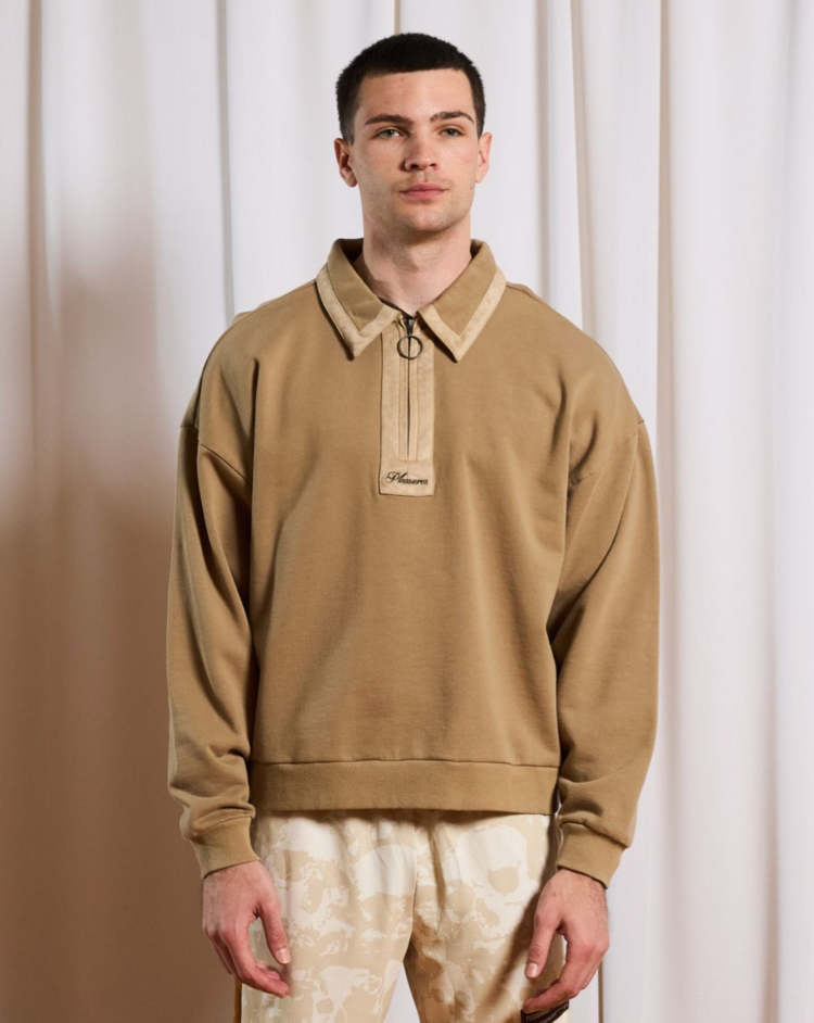 Pleasures Drift Zip Polo 'Tan'