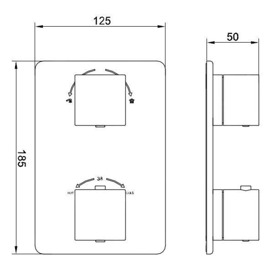 Afbouwdeel Therm 2 Weg Chroom Romo