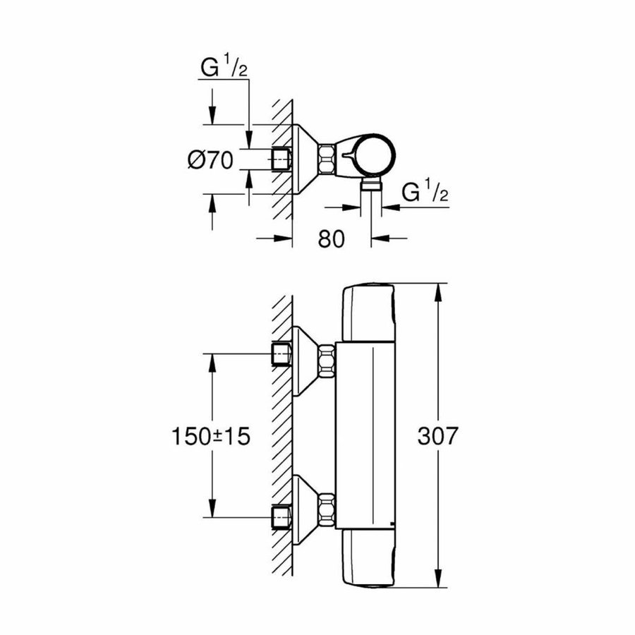 Douchekraan Thermostatisch Grohe Precision Trend New Chroom