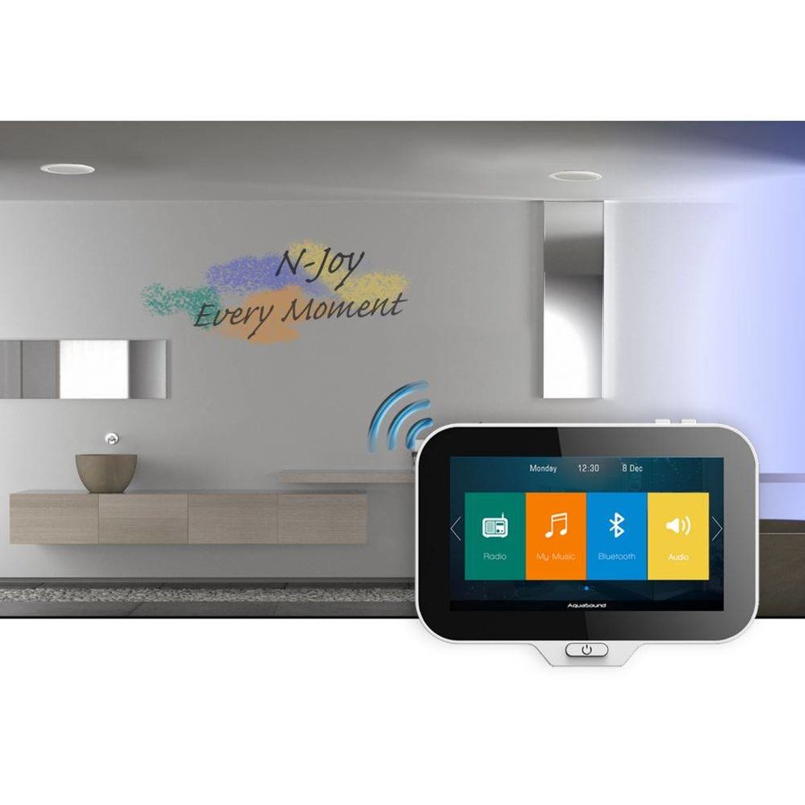 Music Center N-Joy Controller (Ipx7) + Wand Lader + Twist Speaker set + Mini-Box / 50 Watt Wit