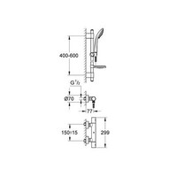 Grohtherm-1000 Comfortset met Euphoria glijstangset 60cm chroom