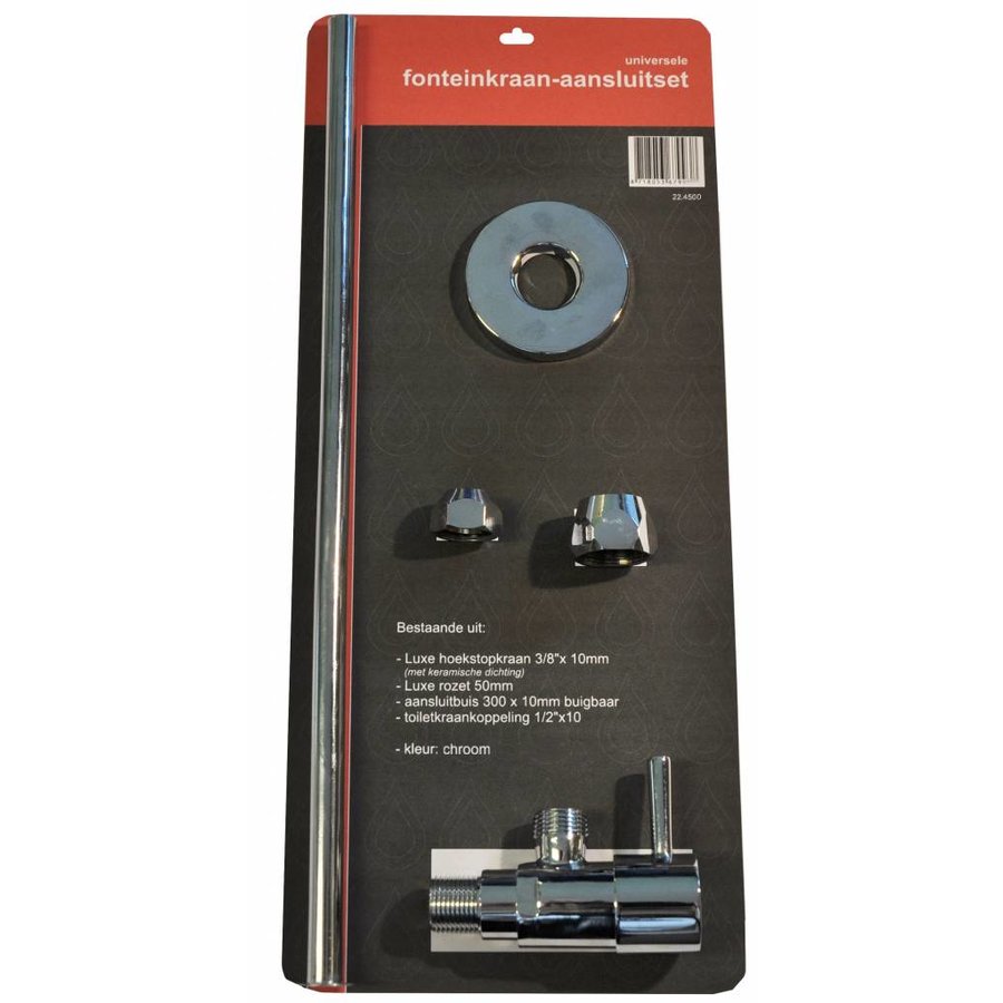 Universele Toiletkraan-Aansluitset In Blister Geb.Staal