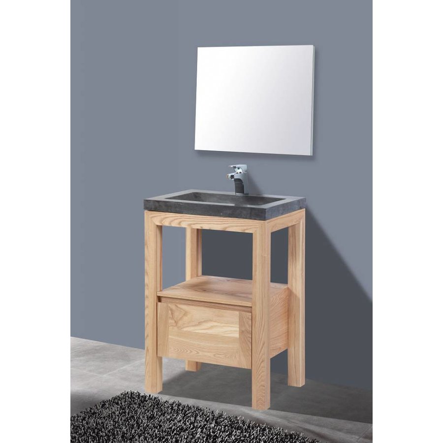 Badmeubel Robusta Stone 60cm massief Geolied Eiken