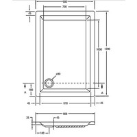 Kwadrant Kunststof Douchebak Rechthoekig 120X90X5 Cm Wit