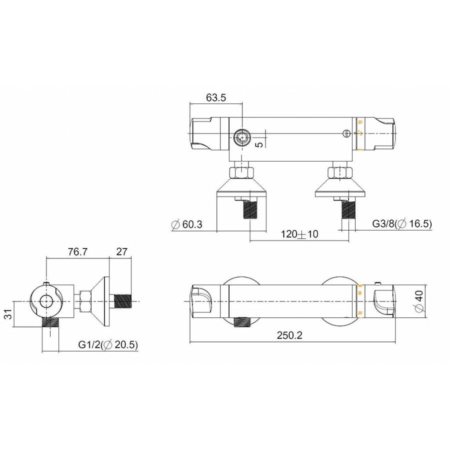 Thermostatische Douchemengkraan Bragi Chroom 12Cm