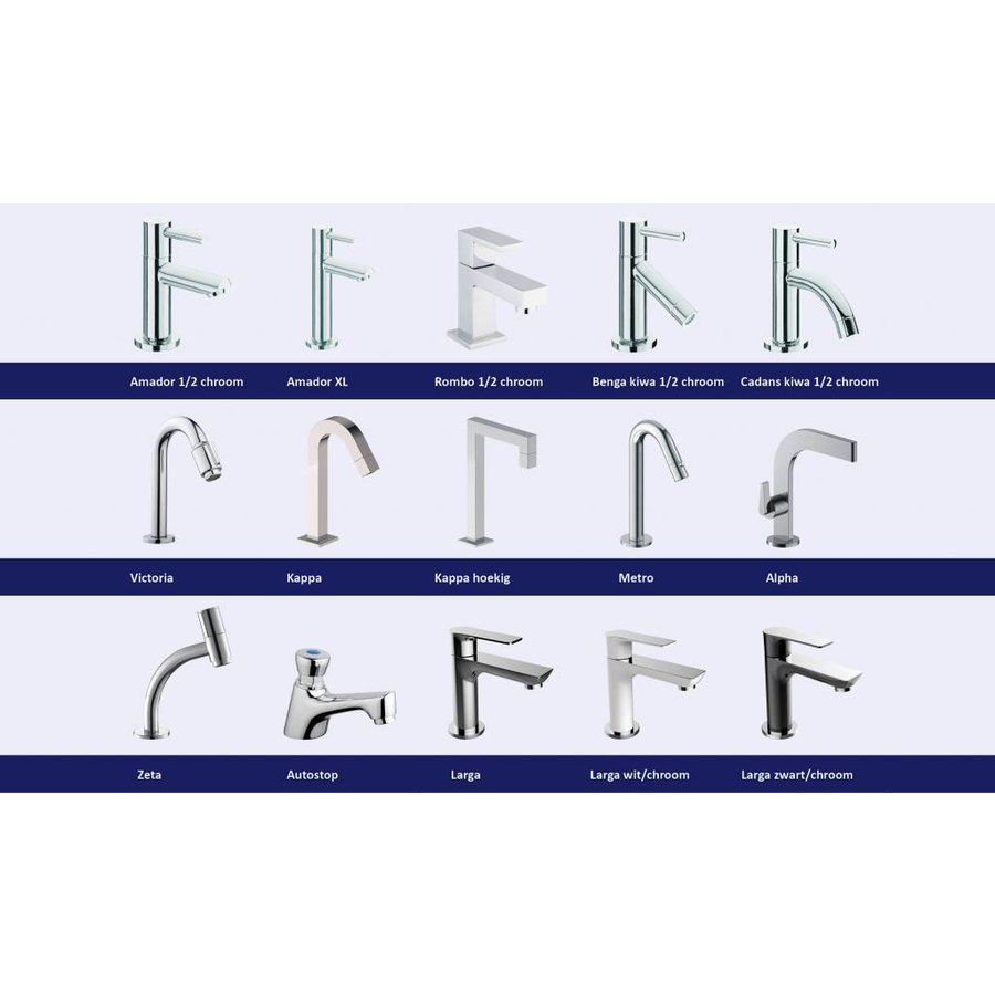 Fonteinset Versus Links Mat Wit Chroom (Keuze Uit 20 Kranen)