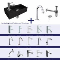 Fonteinset Versus Links Zwart Chroom (Keuze Uit 20 Kranen)