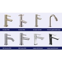 Fonteinset Versus Links Glans Wit Rvs (Keuze Uit 8 Kranen)Fonteinset