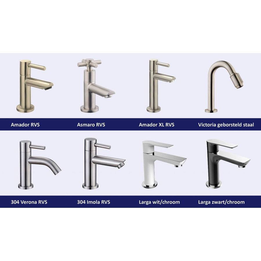 Fonteinset Versus Links Glans Wit Rvs (Keuze Uit 8 Kranen)Fonteinset