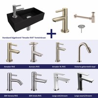 Fonteinset Versus Links Zwart Rvs (Keuze Uit 8 Kranen)