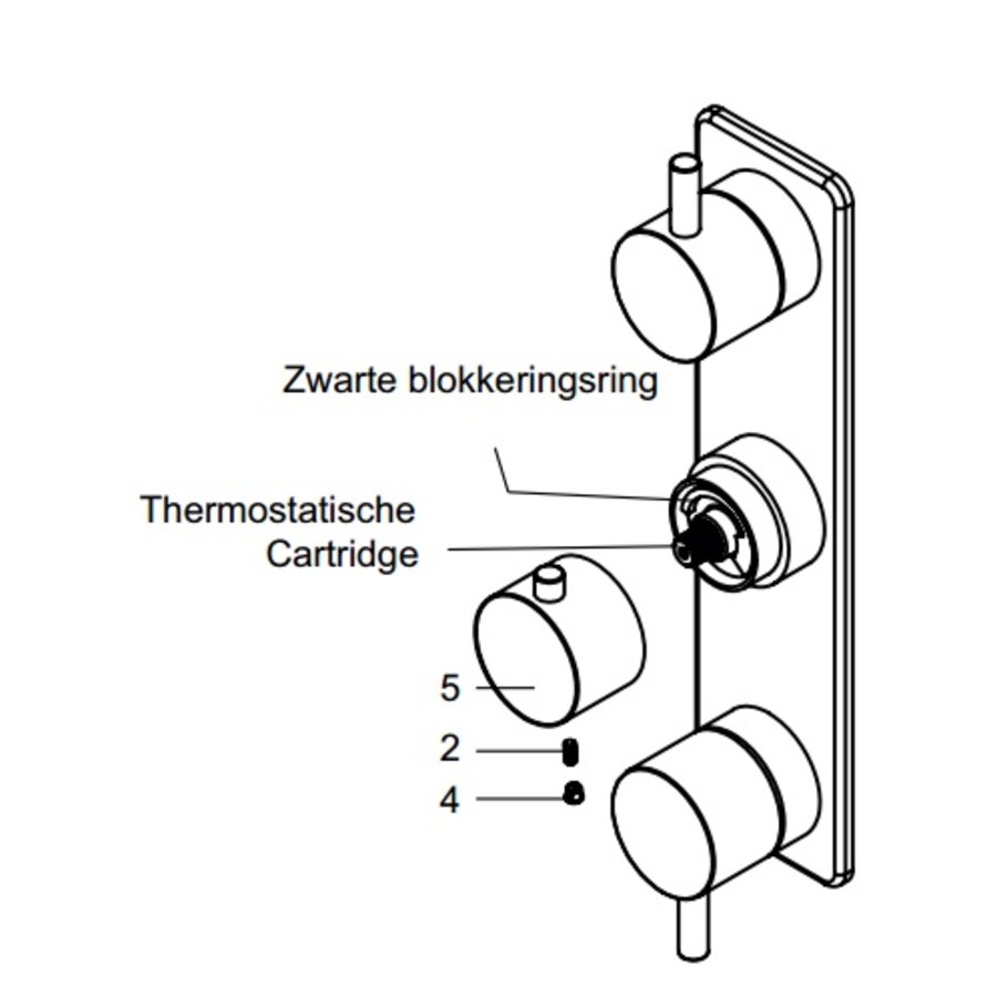 Ceres Square Inbouw 3-Wegs Douchethermostaat Vierkant Chroom
