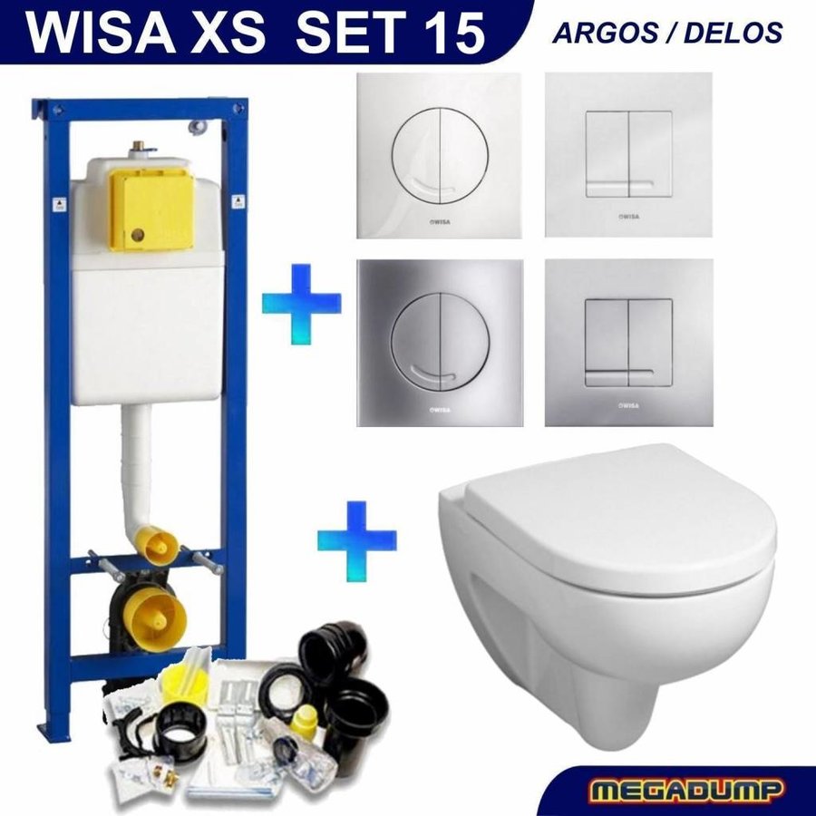 XS Toiletset 15 Sphinx 300 Rimfree met Argos/Delos drukplaat